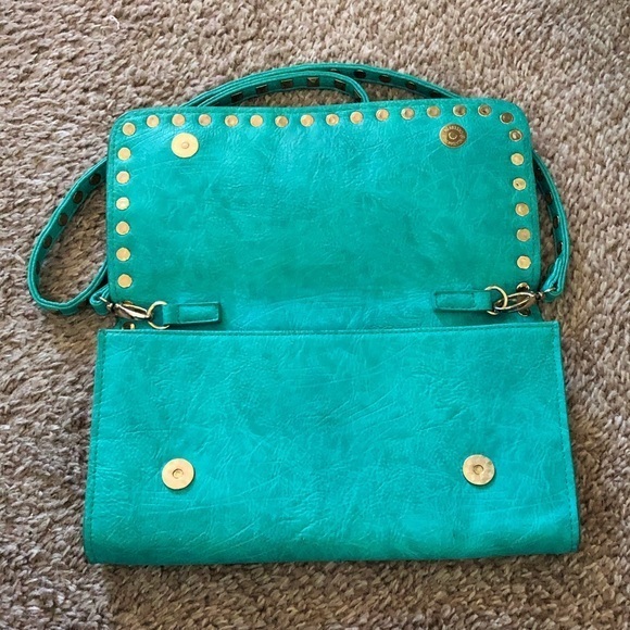 BLUE FAUX LEATHER URBAN EXPRESSIONS CROSSBODY BAG - Picture 6 of 8